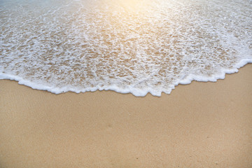 Fototapeta na wymiar Landscape view of tropical sea beach with sunset light.