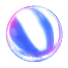 3D crystal, glass sphere isolated on white. include path