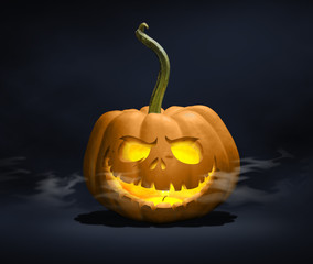 Spooky Jack-o-lantern on dark background