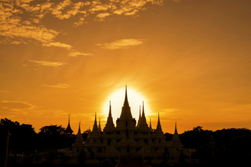 Pagoda with sunset