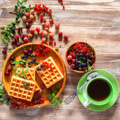 Waffles with berries.