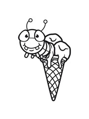 eis lecker hunger schlecken ekelig loch klein kugeln waffel sommer baby kind wurm krabbeln schnecke kriechen raupe schlange süß niedlich comic cartoon