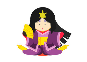 十二単のお姫様　on white background