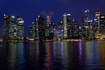 Fototapeta na wymiar Night View and Scene, City Night Singapore, Cityscape Urban Landscape, Asia