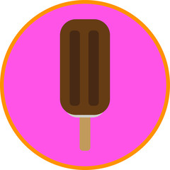 Chocolate ice cream popsicle, flat art vector style object. 