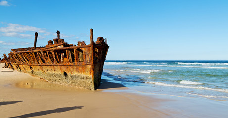 the antique rusty and damagede boat and  corrosion