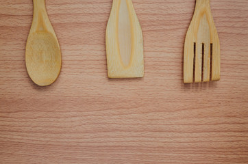 Bamboo spoon, fork, and spade