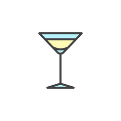 Cocktail glass filled outline icon, line vector sign, linear colorful pictogram isolated on white. Symbol, logo illustration. Pixel perfect vector graphics