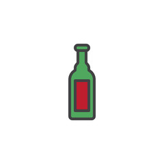Beer bottle filled outline icon, line vector sign, linear colorful pictogram isolated on white. Symbol, logo illustration. Pixel perfect vector graphics