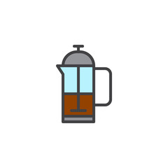 Fototapeta premium French press kettle filled outline icon, line vector sign, linear colorful pictogram isolated on white. Symbol, logo illustration. Pixel perfect vector graphics