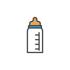 Fototapeta premium Baby bottle with pacifier filled outline icon, line vector sign, linear colorful pictogram isolated on white. Symbol, logo illustration. Pixel perfect vector graphics