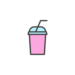 Smoothie drink cup filled outline icon, line vector sign, linear colorful pictogram isolated on white. Symbol, logo illustration. Pixel perfect vector graphics