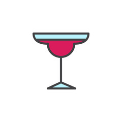 Cocktail margarita glass filled outline icon, line vector sign, linear colorful pictogram isolated on white. Symbol, logo illustration. Pixel perfect vector graphics