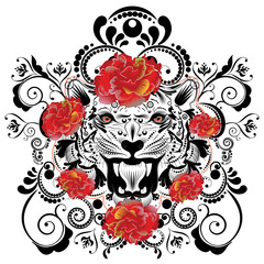 Obraz premium Ornamental Tiger Portrait