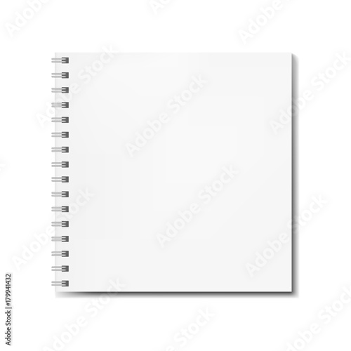 Download Realistic Square Spiral Notebook Mockup Sketchbook Blank Cover Clear Notepad Front Page Or Clean Page With Shadow Wall Mural Tatahnka