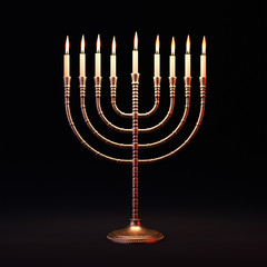 Hanukkah menorah on dark background