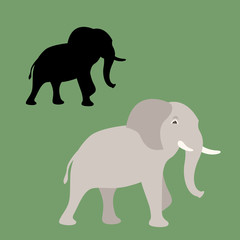 Obraz premium elephant vector illustration flat style black silhouette profile