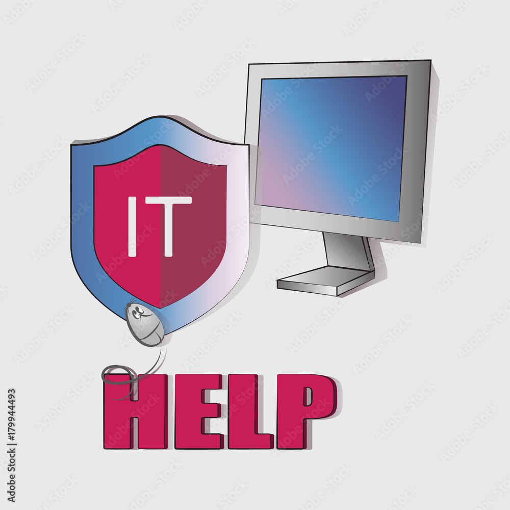 Aufkleber shield. computer security. help. the concept of computer repair. technical support. protection and t
