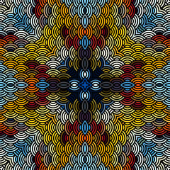 Seamless background pattern. Geometric abstract pattern of arc elements in low poly style..