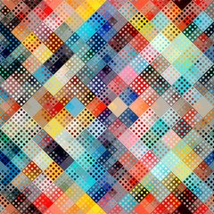 Seamless background. Geometric abstract pattern in low poly pixel art style. Polka dot pattern on low poly background.