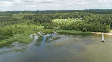 Plateliai lake Lithuania Aerial drone top view
