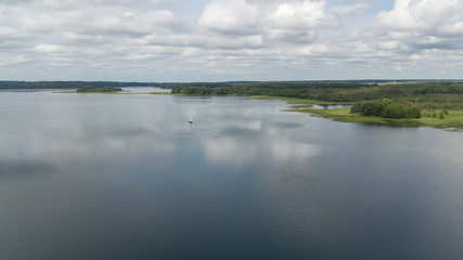 Plateliai lake Lithuania Aerial drone top view