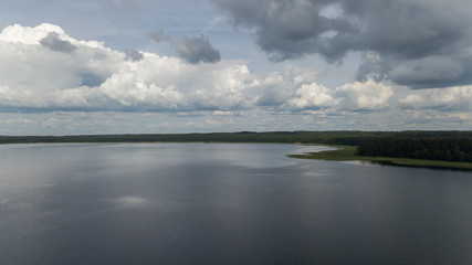 Plateliai lake Lithuania Aerial drone top view