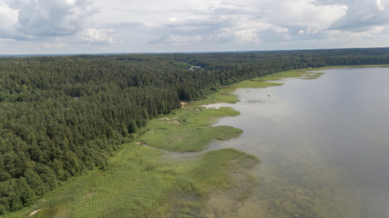 Obraz premium Plateliai lake Lithuania Aerial drone top view