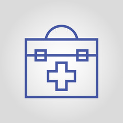 First aid or bag with medicine isolated flat vector linear icon