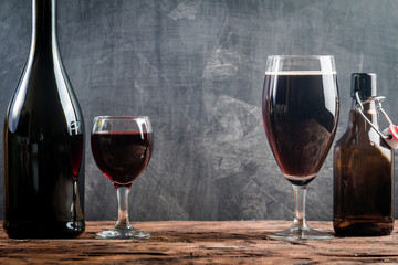Glass of Beer and red wine