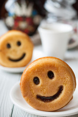 smiling cookies for breakfast, coffee and cakes, morning smile
