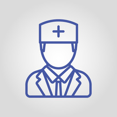 Doctor vector icon. Medical worker concept. Doctors head silhouette for badge or document. Male doctor icon.