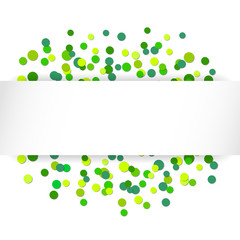 Vector illustration  glittering confetti green celebration background.