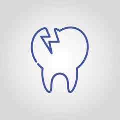  Broken Tooth isolated flat linear vector icon
