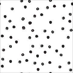 Vintage hand drawn doodle seamless pattern with black dots. Polka dot cute background. Design for paper, wallpaper, textile, fabric, and other projects.