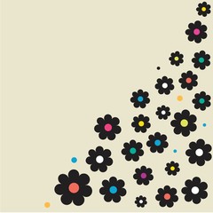 Vintage card with hand drawn flowers