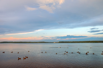 Naklejka premium Valdai National Park and the Valdai Iver Svyatoozersky Virgin Monastery.