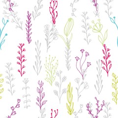 Fototapeta na wymiar Abstract floral seamless pattern with branches and flowers