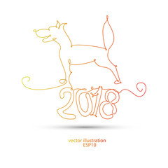 2018 dog with one line for the new year ...