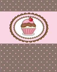 Cute vector background with small cupcake