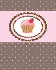Cute vector background with small cupcake