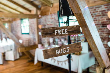 Free Hugs Sign on a Wedding Location