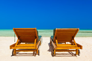 Loungers on Maldives beach