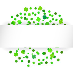 Vector illustration  glittering confetti green celebration background.