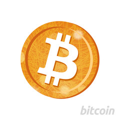 striped bitcoin cryptocurrecy symbol isolated on a white backgro