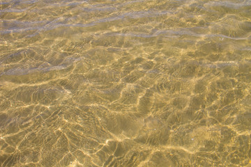 Texture of ripple sea water with sand bottom for background