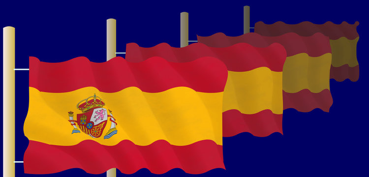 Spanish Flags on the flagpoles