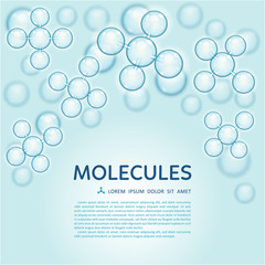 Abstract molecules design, gloss blue particles