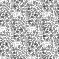 Obraz premium Monochrome seamless pattern of abstract flowers. Hand-drawn floral background.