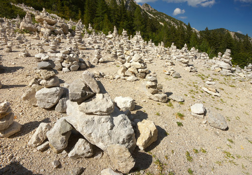 Arranged stones, Triglav National Park, Slovenia